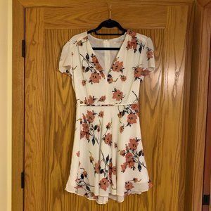Floral white dress with cap sleeves